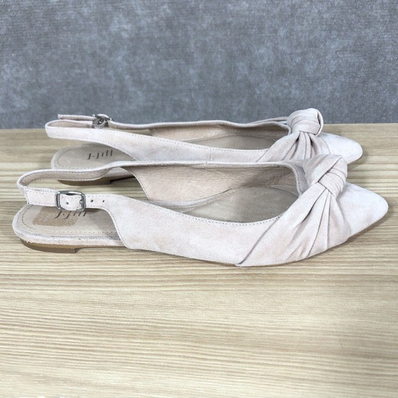 J Jill Flats Womens 8 Nicolette Sling Back Pointed Toe Blush Pink Suede Knotted - Picture 1 of 10